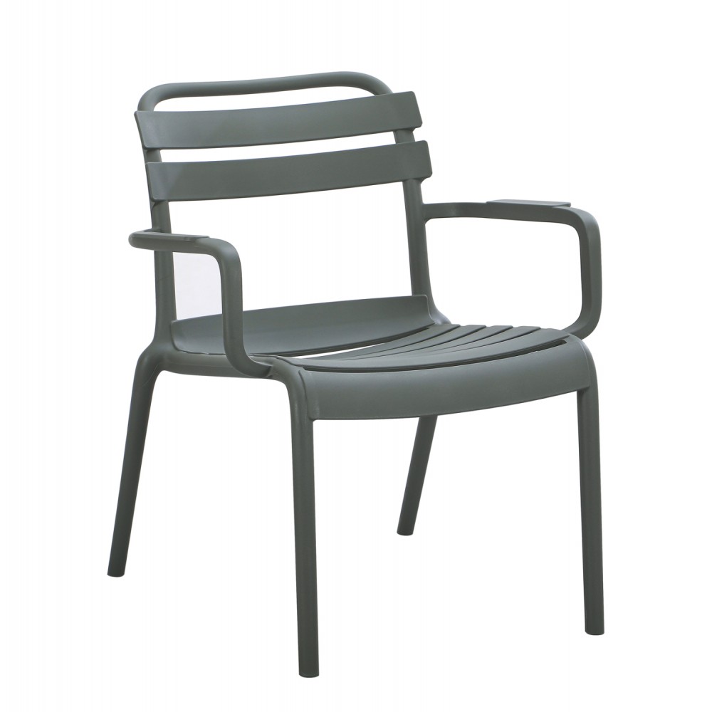 Πολυθρόνα εξωτερικού χώρου "KORVER" στοιβαζόμενη από pp σε χρώμα σκούρο λαδί 48x67x75