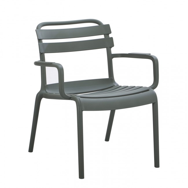 Πολυθρόνα εξωτερικού χώρου "KORVER" στοιβαζόμενη από pp σε χρώμα σκούρο λαδί 48x67x75