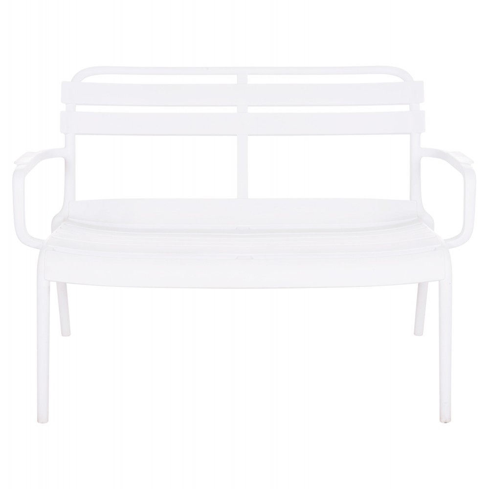 Παγκάκι εξωτερικού χώρου "KORVER" διθέσιο από pp σε χρώμα λευκό 113x65x76