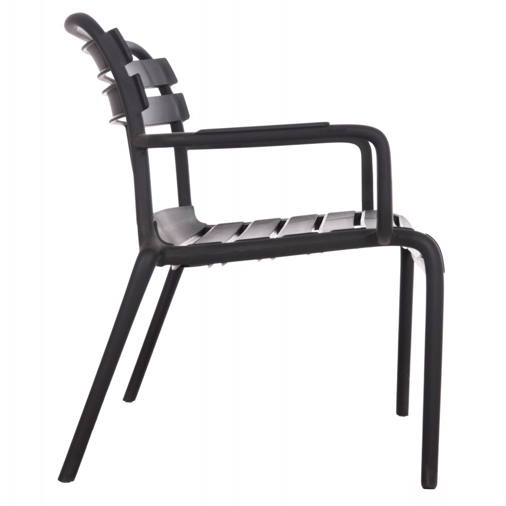 Παγκάκι εξωτερικού χώρου "KORVER" διθέσιο από pp σε χρώμα μαύρο 113x65x76