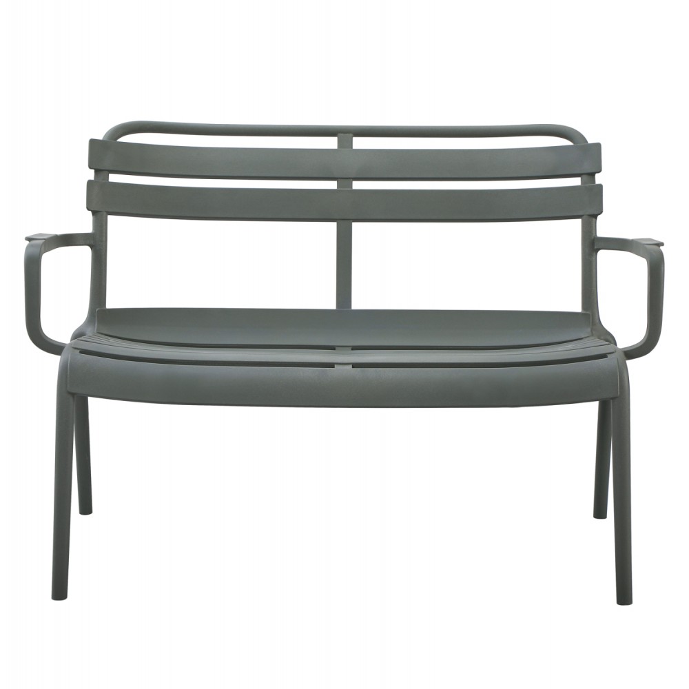 Παγκάκι εξωτερικού χώρου "KORVER" διθέσιο από pp σε χρώμα σκούρο λαδί 113x65x76