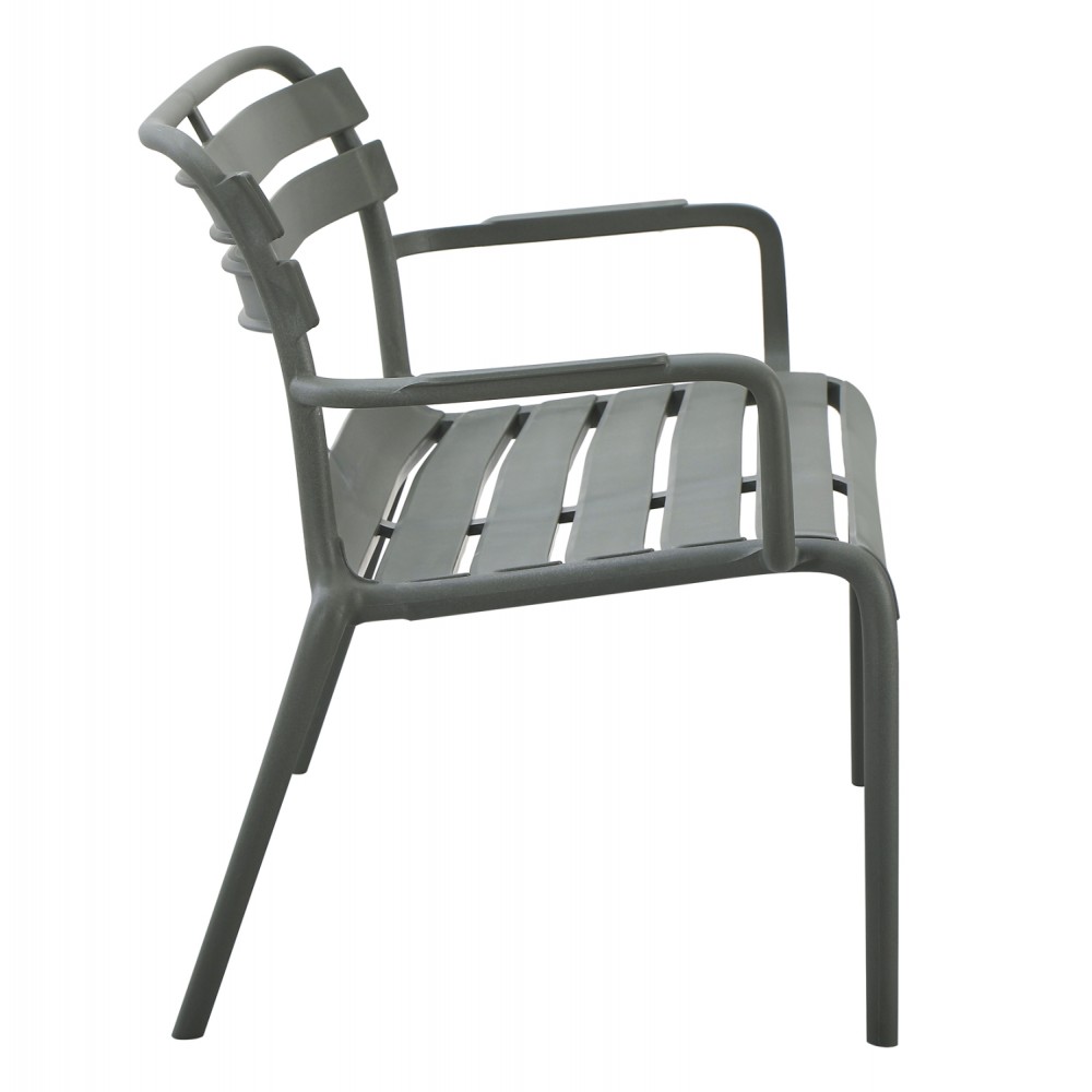 Παγκάκι εξωτερικού χώρου "KORVER" διθέσιο από pp σε χρώμα σκούρο λαδί 113x65x76