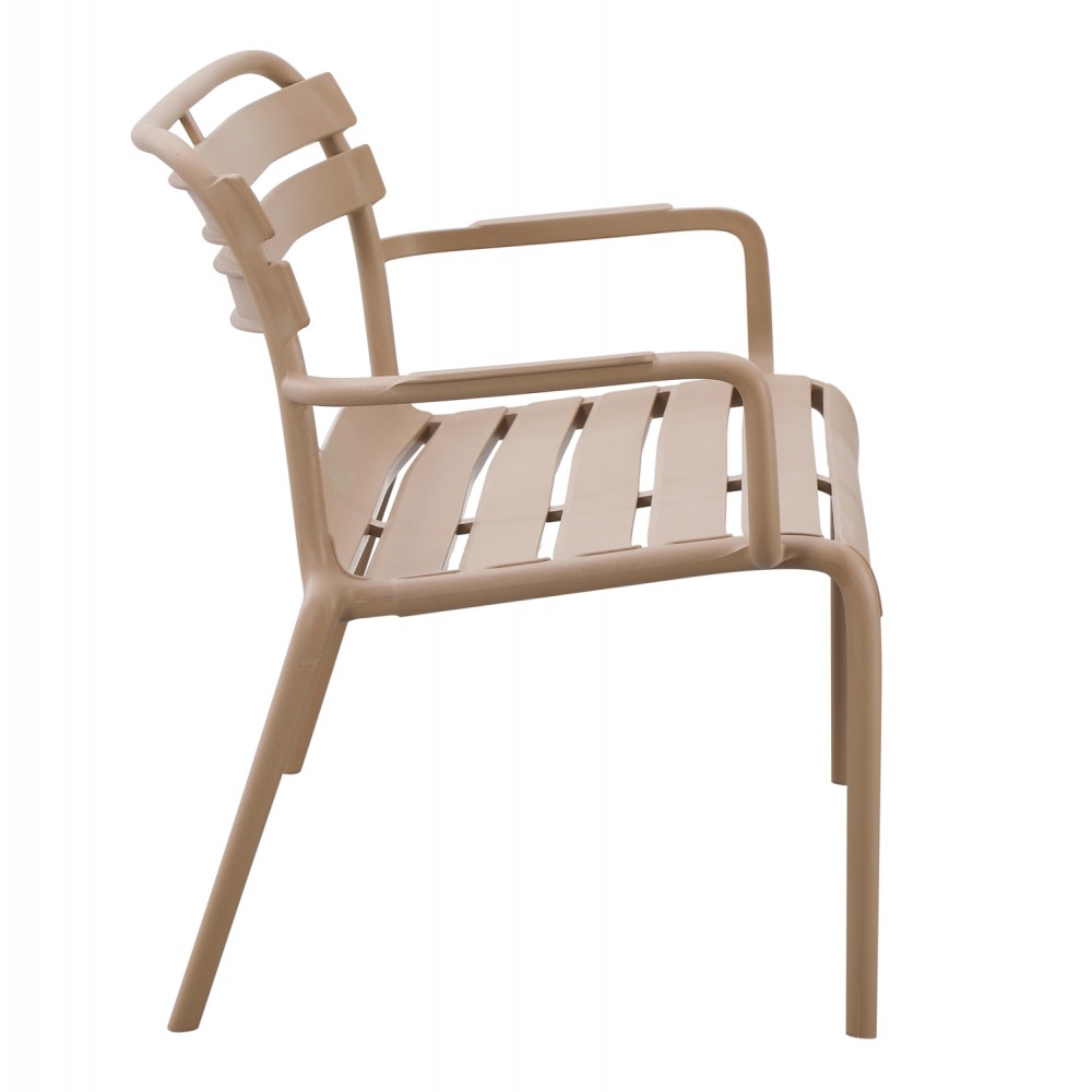 Παγκάκι εξωτερικού χώρου "KORVER" διθέσιο από pp σε χρώμα καπουτσίνο 113x65x76