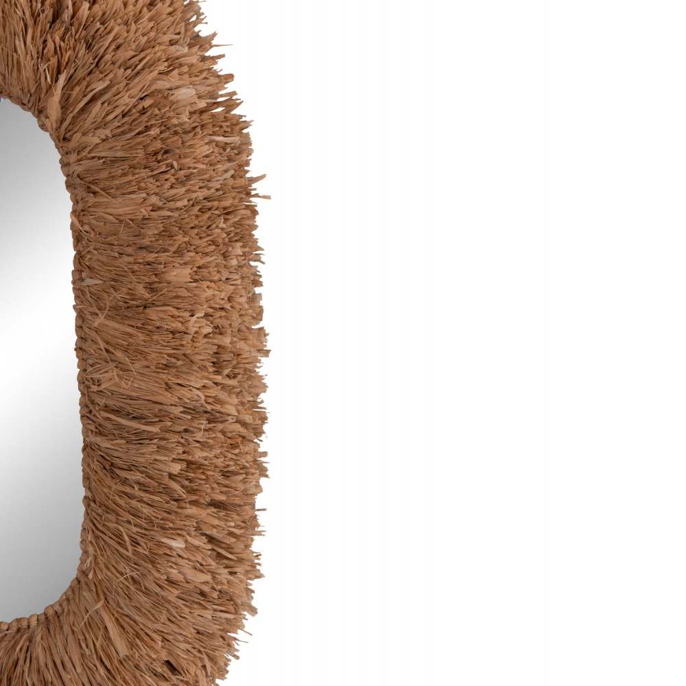Καθρέπτης τοίχου οβάλ με πλαίσιο από ίνες σιζάλ σε χρώμα φυσικό 60x15x95