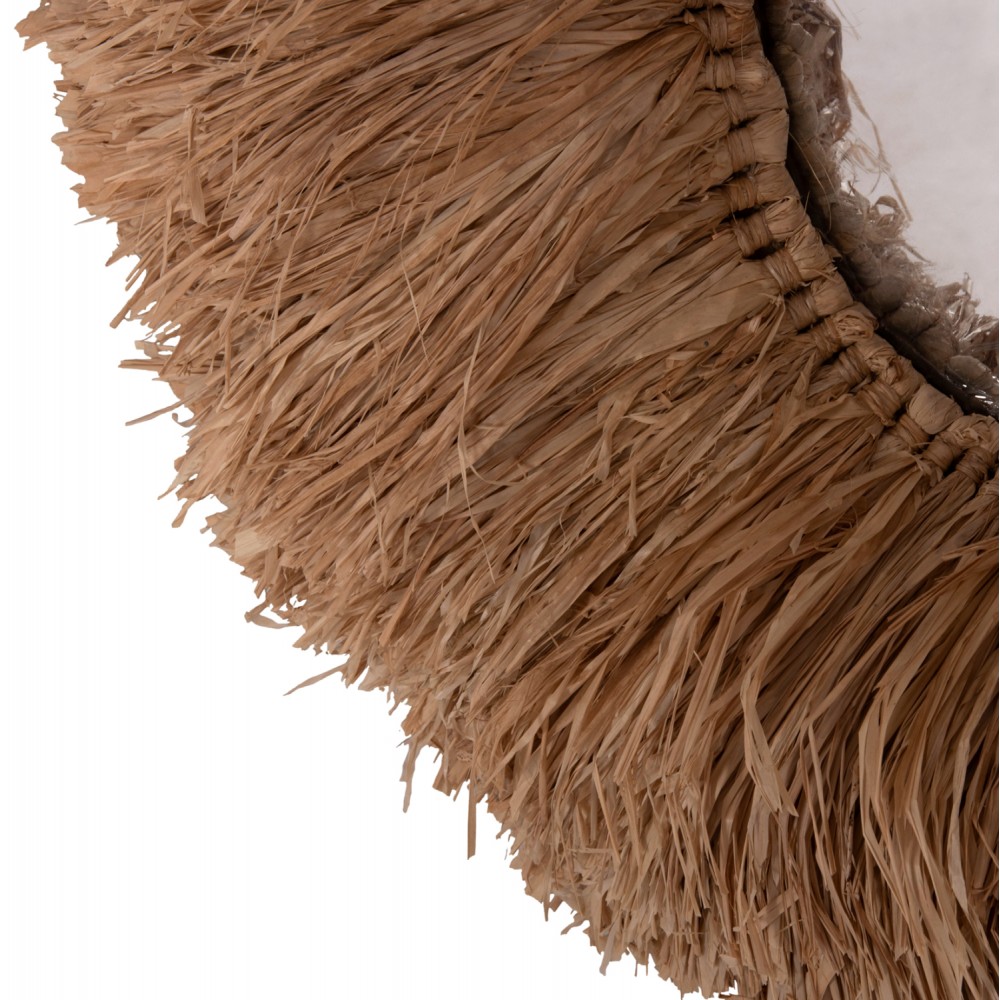 Καθρέπτης τοίχου οβάλ με πλαίσιο από ίνες σιζάλ σε χρώμα φυσικό 60x15x95