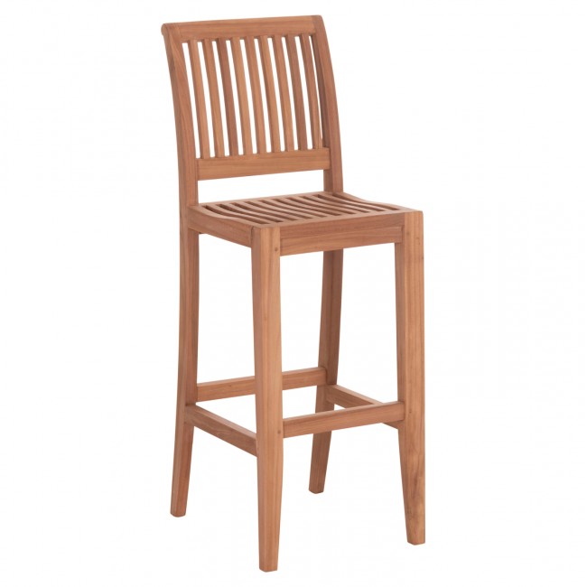 Σκαμπό μπαρ με πλάτη "PAIPER" από ξύλο teak σε χρώμα φυσικό 40x49.5x114