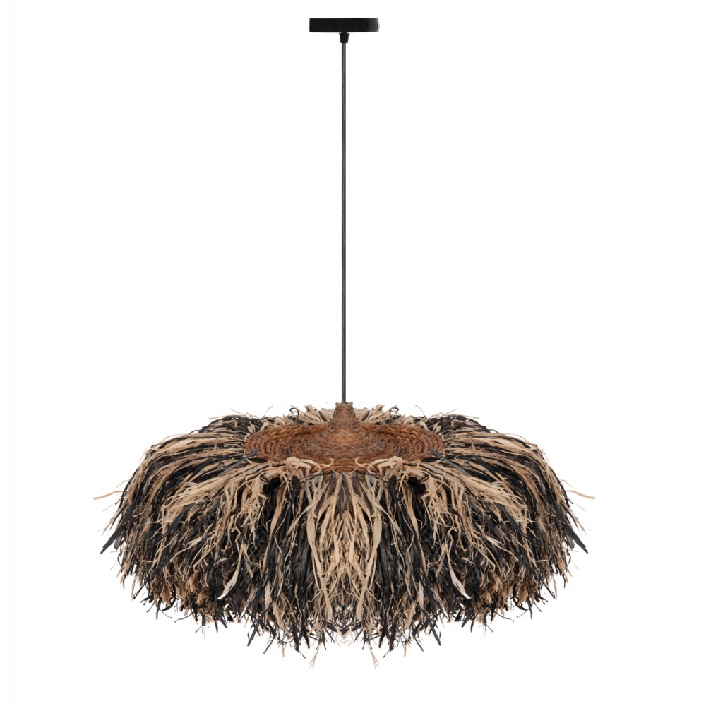 Φωτιστικό οροφής "ORDEM" από ίνες sisal-μπανάνας σε χρώμα φυσικό/μαύρο Φ75 Ε27