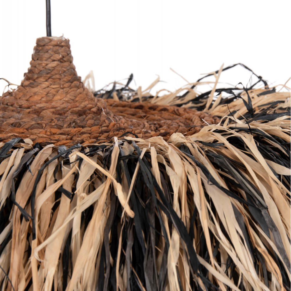 Φωτιστικό οροφής "ORDEM" από ίνες sisal-μπανάνας σε χρώμα φυσικό/μαύρο Φ75 Ε27