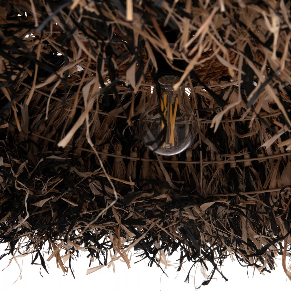 Φωτιστικό οροφής "ORDEM" από ίνες sisal-μπανάνας σε χρώμα φυσικό/μαύρο Φ75 Ε27