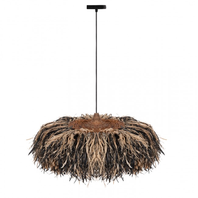 Φωτιστικό οροφής "ORDEM" από ίνες sisal-μπανάνας σε χρώμα φυσικό/μαύρο Φ75 Ε27