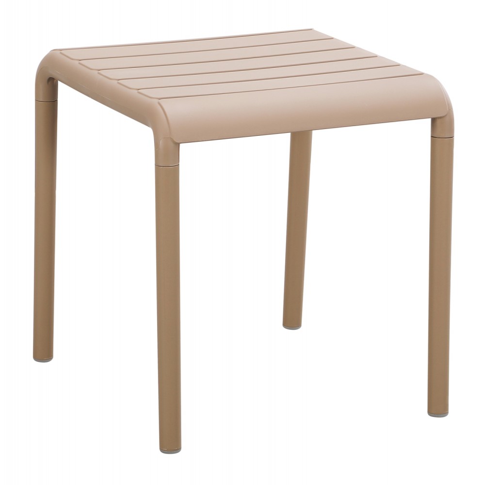 Τραπεζάκι εξωτερικού χώρου "KORVER" τετράγωνο από pp σε χρώμα καπουτσίνο 45x45x48