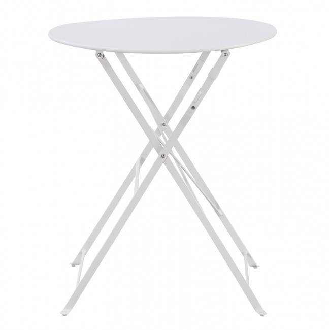Τραπέζι ζαππείου "SOPHIE" πτυσσόμενο στρογγυλό από μέταλλο σε χρώμα λευκό Φ60x70