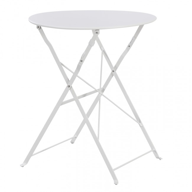 Τραπέζι ζαππείου "SOPHIE" πτυσσόμενο στρογγυλό από μέταλλο σε χρώμα λευκό Φ60x70