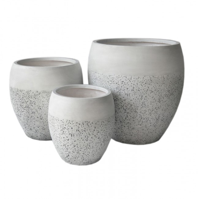 Σετ γλάστρες "GARDENER" 3τμχ από fiberclay σε χρώμα λευκό Φ55x54.5