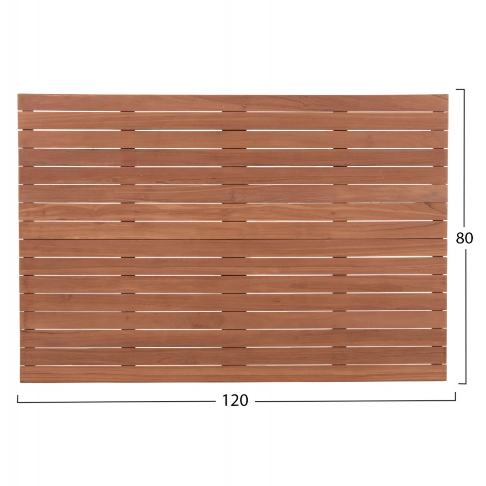 Επιφάνεια τραπεζιού ορθογώνια από ξύλο teak σε χρώμα φυσικό 120x80x4