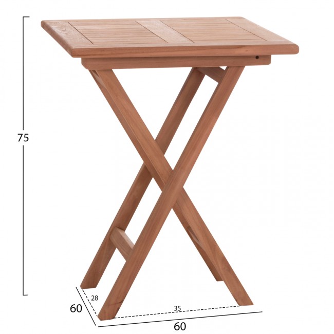 Τραπέζι σκηνοθέτη τετράγωνο "ERIS" από ξύλο teak σε χρώμα φυσικό 60x60x75
