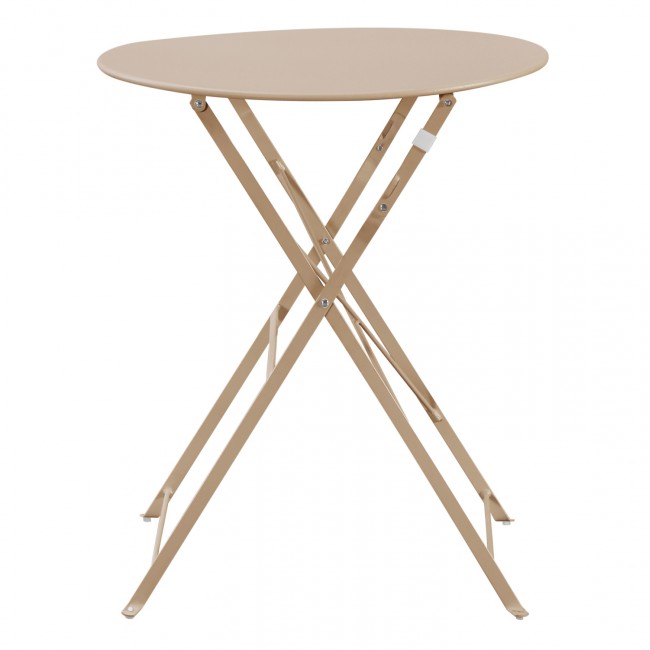 Τραπέζι ζαππείου "SOPHIE" πτυσσόμενο στρογγυλό από μέταλλο σε χρώμα καπουτσίνο Φ60x70