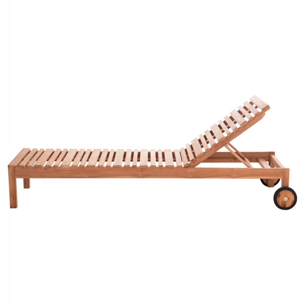 Ξαπλώστρα με ρόδες "STELLANO" από ξύλο teak σε χρώμα φυσικό 200x65x31