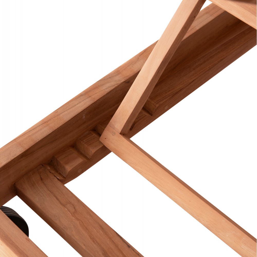 Ξαπλώστρα με ρόδες "STELLANO" από ξύλο teak σε χρώμα φυσικό 200x65x31