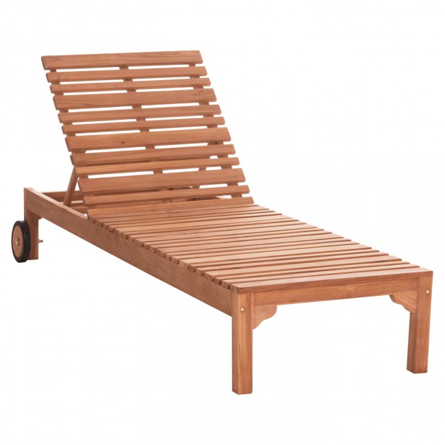 Ξαπλώστρα με ρόδες "STELLANO" από ξύλο teak σε χρώμα φυσικό 200x65x31