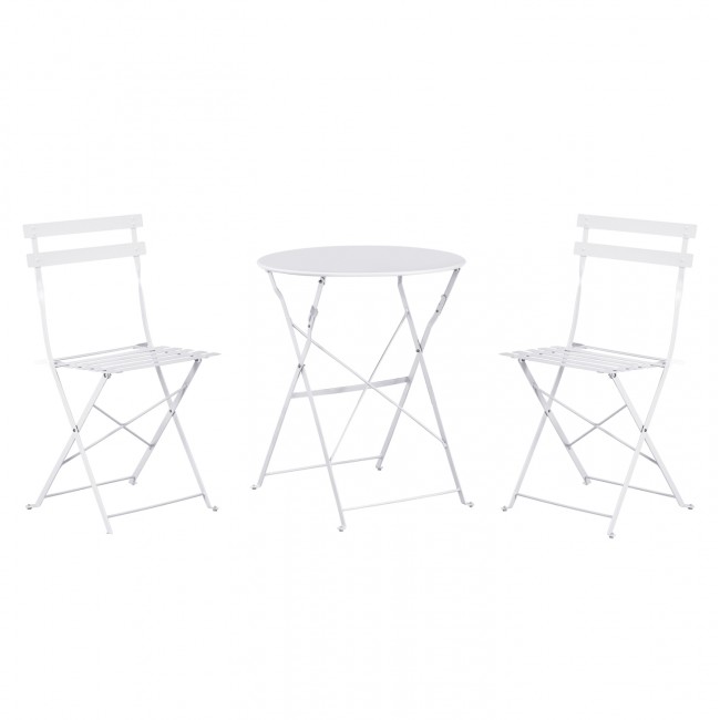 Σετ τραπεζαρίας ζαππείου "SOPHIE" πτυσσόμενο 3τμχ από μέταλλο σε χρώμα λευκό Φ60x70