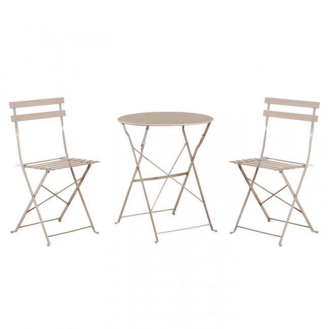 Σετ τραπεζαρίας ζαππείου "SOPHIE" 3τμχ πτυσσόμενο από μέταλλο σε χρώμα καπουτσίνο Φ60x70