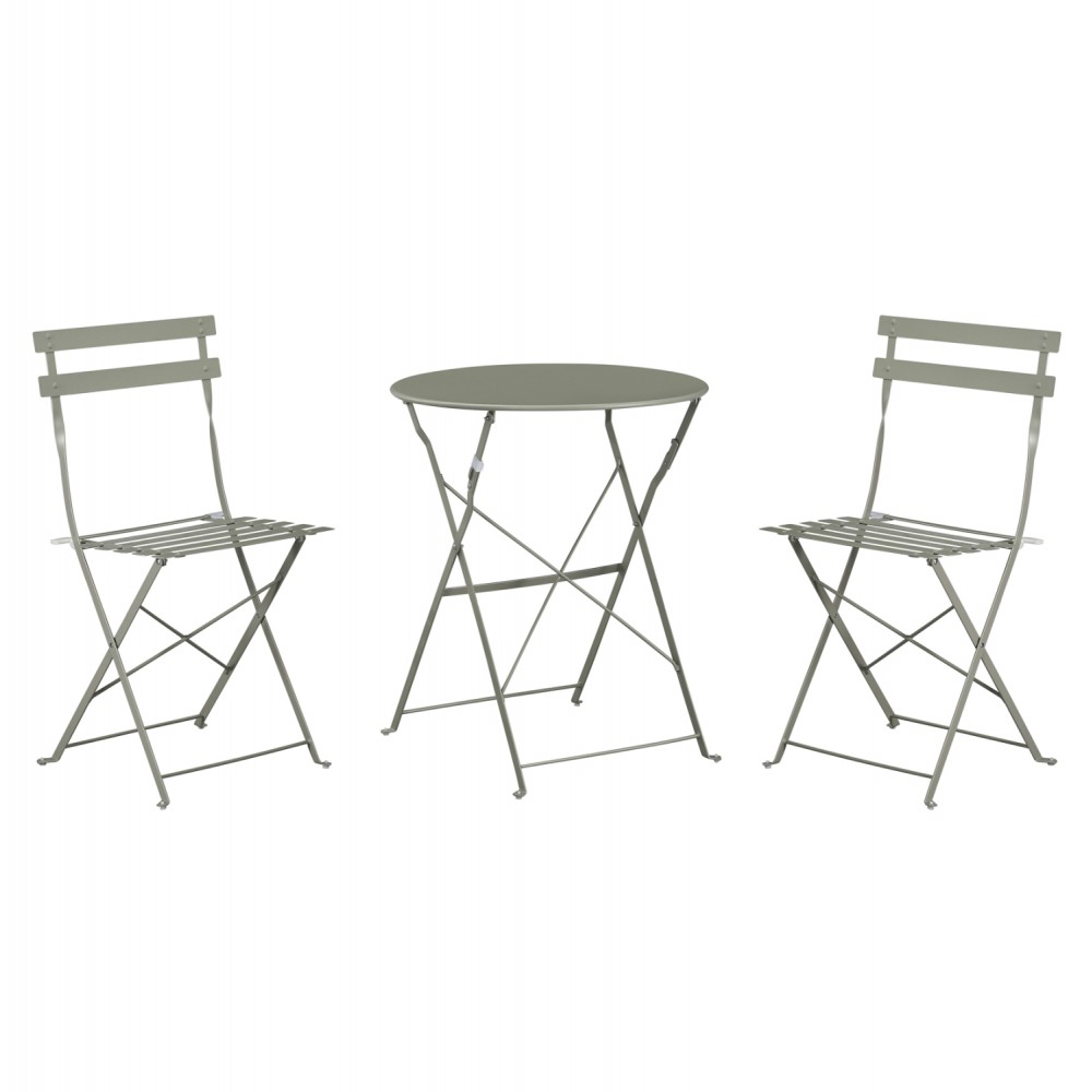 Σετ τραπεζαρίας ζαππείου "SOPHIE" 3τμχ πτυσσόμενο από μέταλλο σε χρώμα λαδί Φ60x70