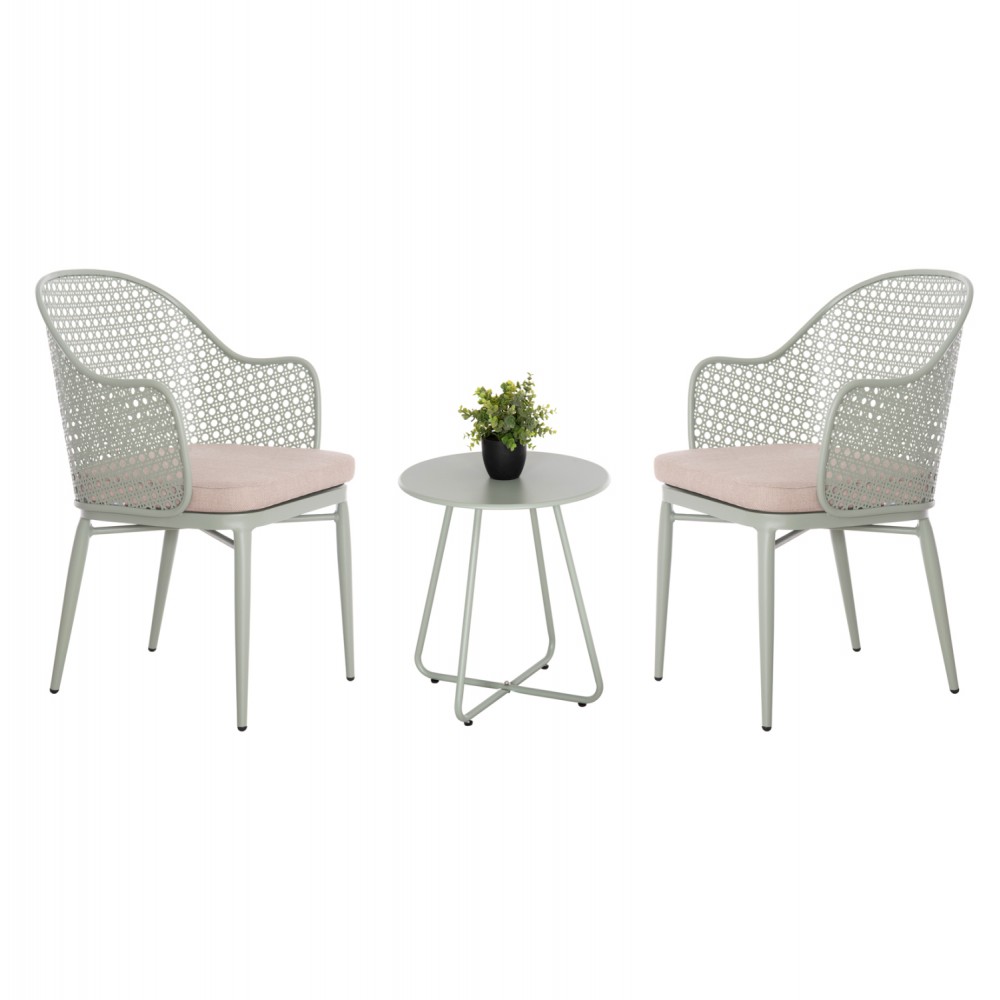 Σετ lounge εξωτερικού χώρου "OREGO" 3τμχ από αλουμίνιο/μέταλλο σε χρώμα φυστικί Φ40x50