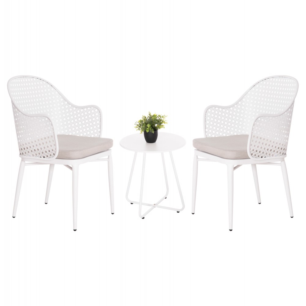 Σετ lounge εξωτερικού χώρου "OREGO" 3τμχ από αλουμίνιο/μέταλλο σε χρώμα λευκό Φ40x50