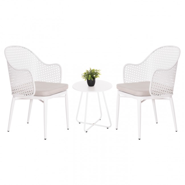 Σετ lounge εξωτερικού χώρου "OREGO" 3τμχ από αλουμίνιο/μέταλλο σε χρώμα λευκό Φ40x50