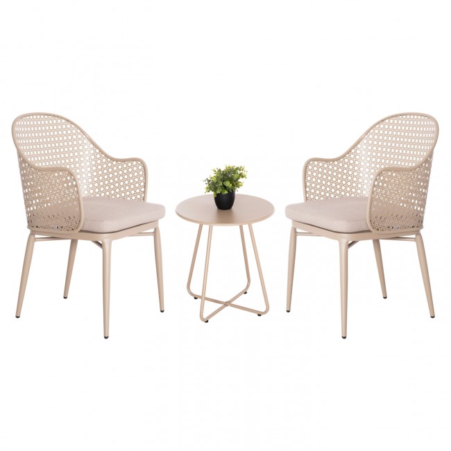 Σετ lounge εξωτερικού χώρου "OREGO" 3τμχ από αλουμίνιο/μέταλλο σε χρώμα καπουτσίνο Φ40x50