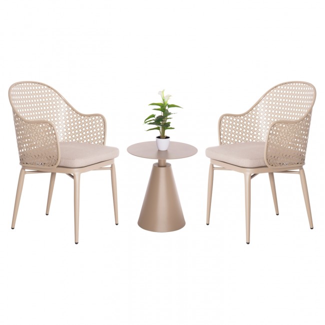 Σετ lounge εξωτερικού χώρου "OREGO" 3τμχ από αλουμίνιο σε χρώμα καπουτσίνο Φ50x56