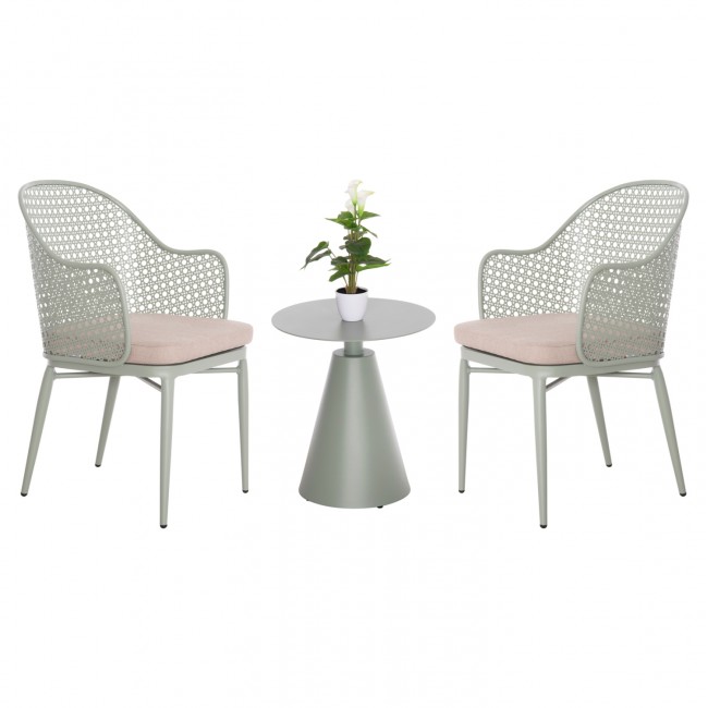 Σετ lounge εξωτερικού χώρου "OREGO" 3τμχ από αλουμίνιο σε χρώμα φυστικί Φ50x56