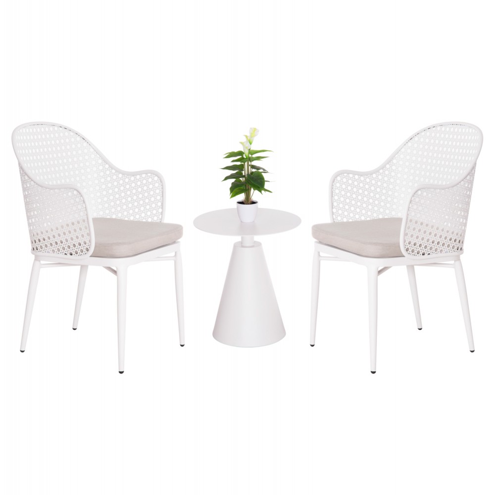 Σετ lounge εξωτερικού χώρου "OREGO" 3τμχ από αλουμίνιο σε χρώμα λευκό Φ50x56