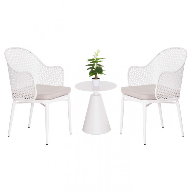 Σετ lounge εξωτερικού χώρου "OREGO" 3τμχ από αλουμίνιο σε χρώμα λευκό Φ50x56
