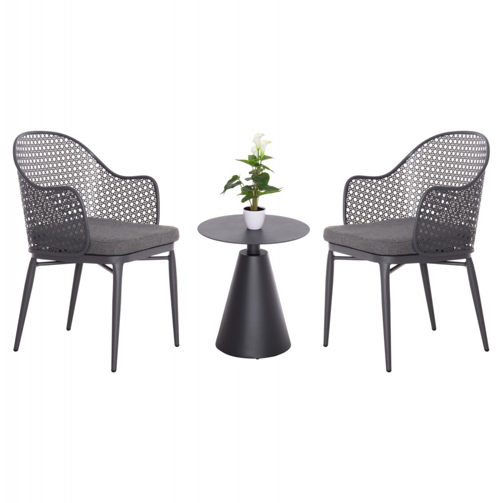 Σετ lounge εξωτερικού χώρου "OREGO" 3τμχ από αλουμίνιο σε χρώμα σκούρο γκρι Φ50x56