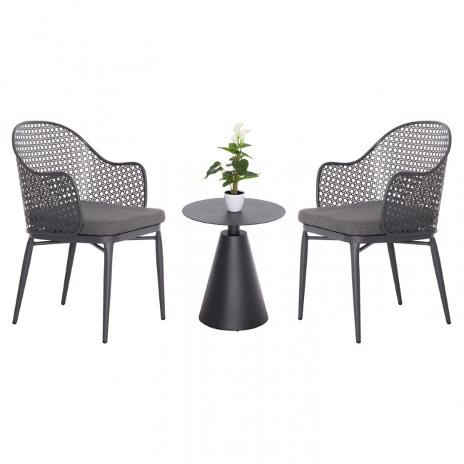 Σετ lounge εξωτερικού χώρου "OREGO" 3τμχ από αλουμίνιο σε χρώμα σκούρο γκρι Φ50x56