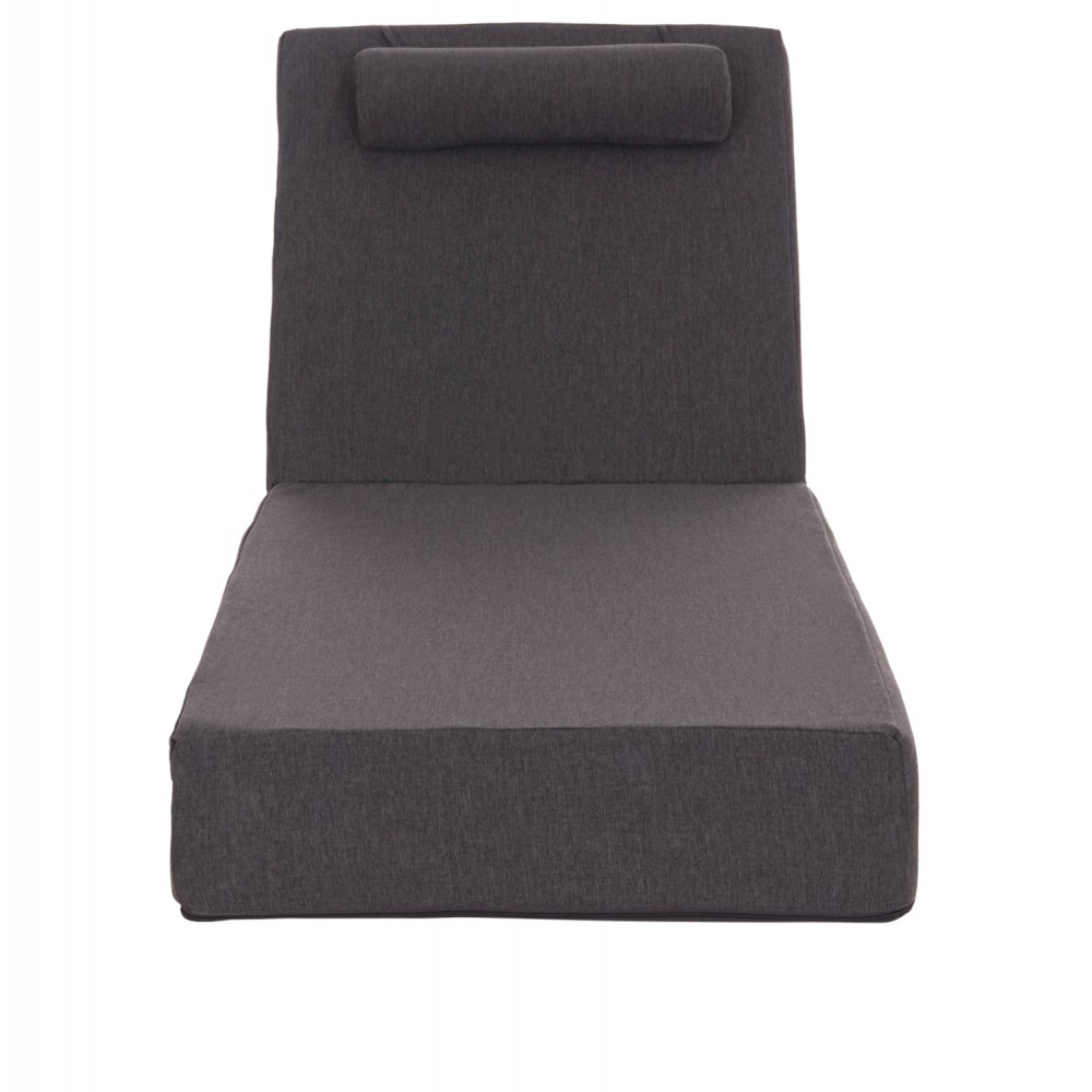 Μαξιλάρι ξαπλώστρας "KIHEI" με foam από ύφασμα σε χρώμα γκρι σκούρο 198x70x20