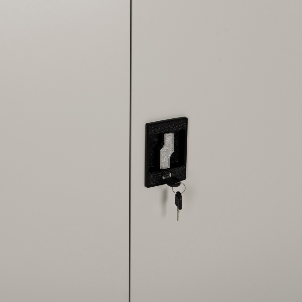 Ντουλάπα δίφυλλη "DURON" χαμηλή από μέταλλο σε χρώμα γκρι 90x40x100