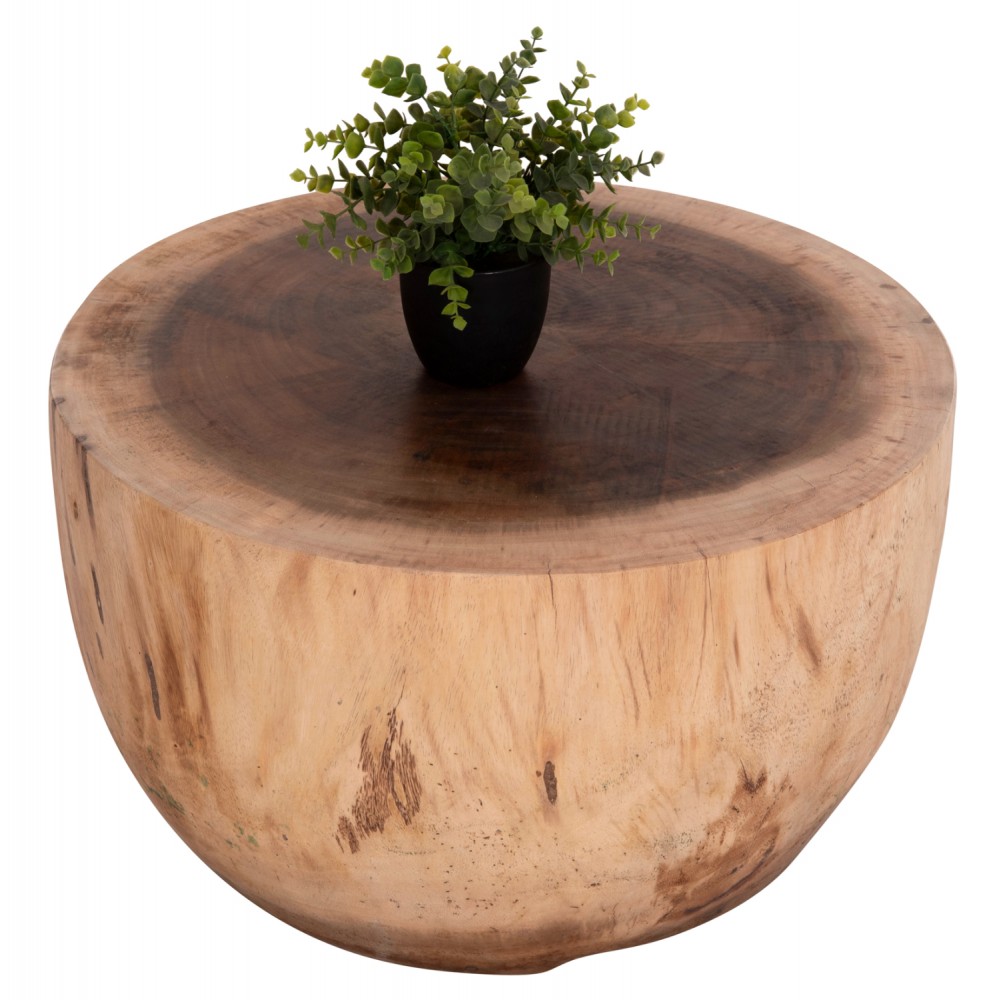 Τραπέζι σαλονιού βοηθητικό "POMPU" από ξύλο σε χρώμα φυσικό Φ60x35