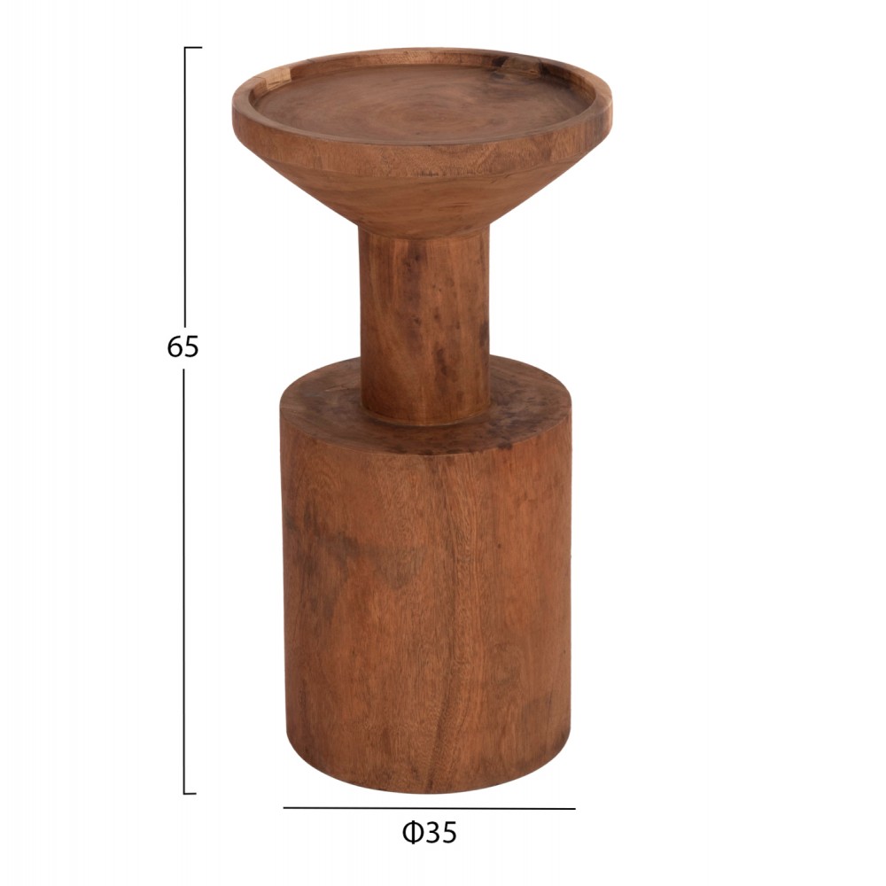 Τραπέζι βοηθητικό "BERMAL" από μασίφ ξύλο σε χρώμα φυσικό Φ35x65