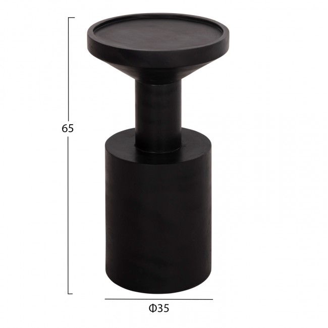 Τραπέζι βοηθητικό "BERMAL" από μασίφ ξύλο σε χρώμα μαύρο Φ35x65