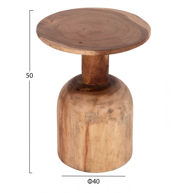 Τραπέζι βοηθητικό "PUMBE" από ξύλο σε χρώμα φυσικό Φ40x50