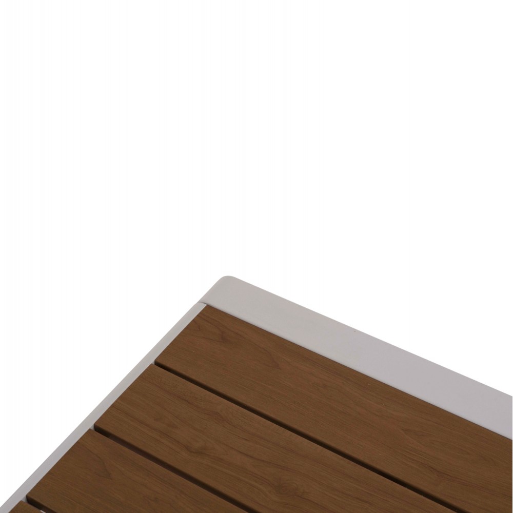 Τραπέζι ξαπλώστρας "BENTRY" από αλουμίνιο/polywood σε χρώμα λευκό/φυσικό 100x56x35