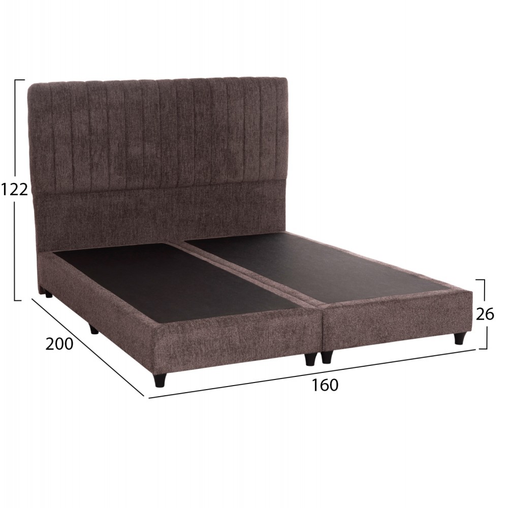 Κρεβάτι διπλό "HILDA" από ύφασμα μπουκλέ σε χρώμα καφέ 160x200