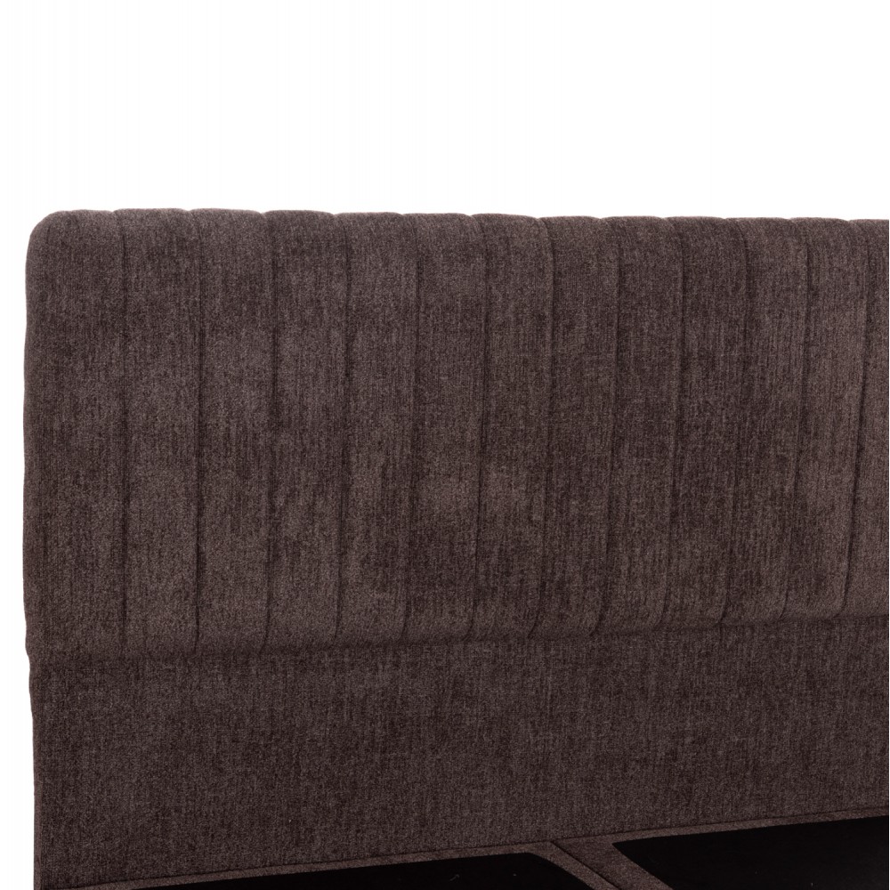 Κρεβάτι διπλό "HILDA" από ύφασμα μπουκλέ σε χρώμα καφέ 160x200