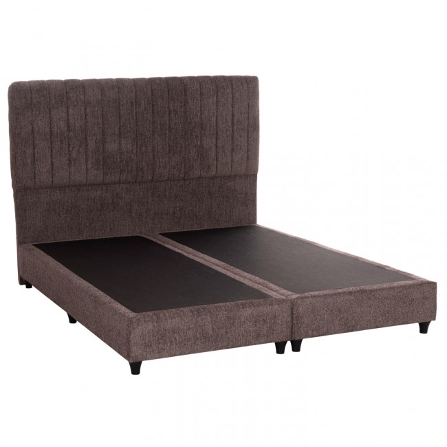 Κρεβάτι διπλό "HILDA" από ύφασμα μπουκλέ σε χρώμα καφέ 160x200