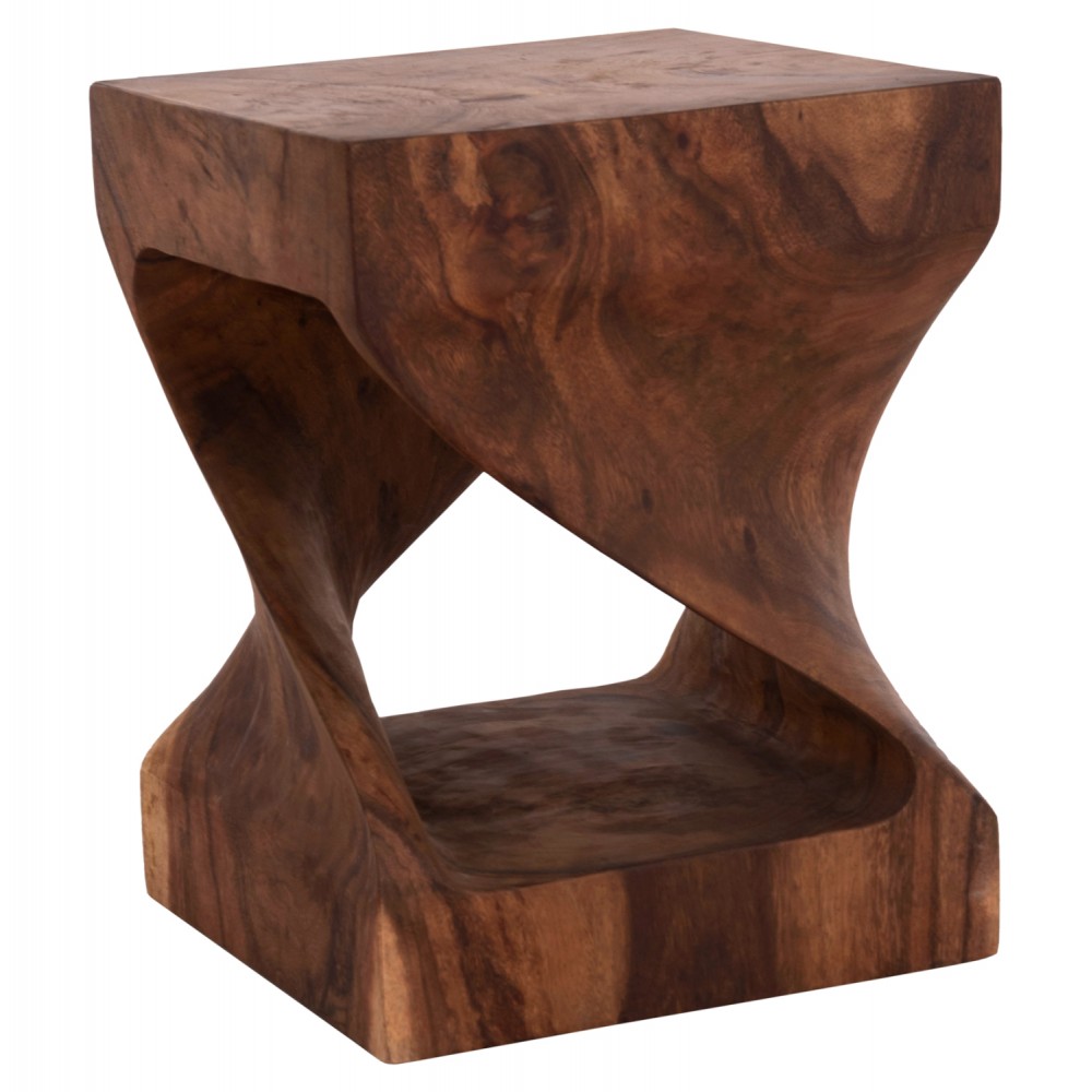 Σκαμπό "GEBO" τετράγωνο από ξύλο σε χρώμα σκούρο φυσικό 35x35x45