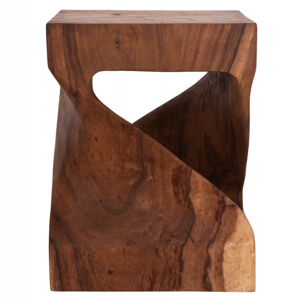 Σκαμπό "GEBO" τετράγωνο από ξύλο σε χρώμα σκούρο φυσικό 35x35x45