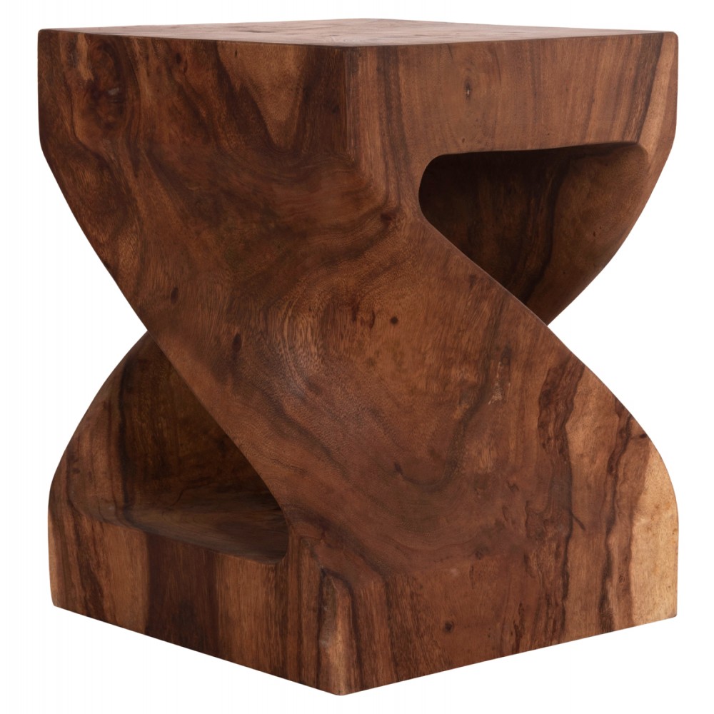 Σκαμπό "GEBO" τετράγωνο από ξύλο σε χρώμα σκούρο φυσικό 35x35x45